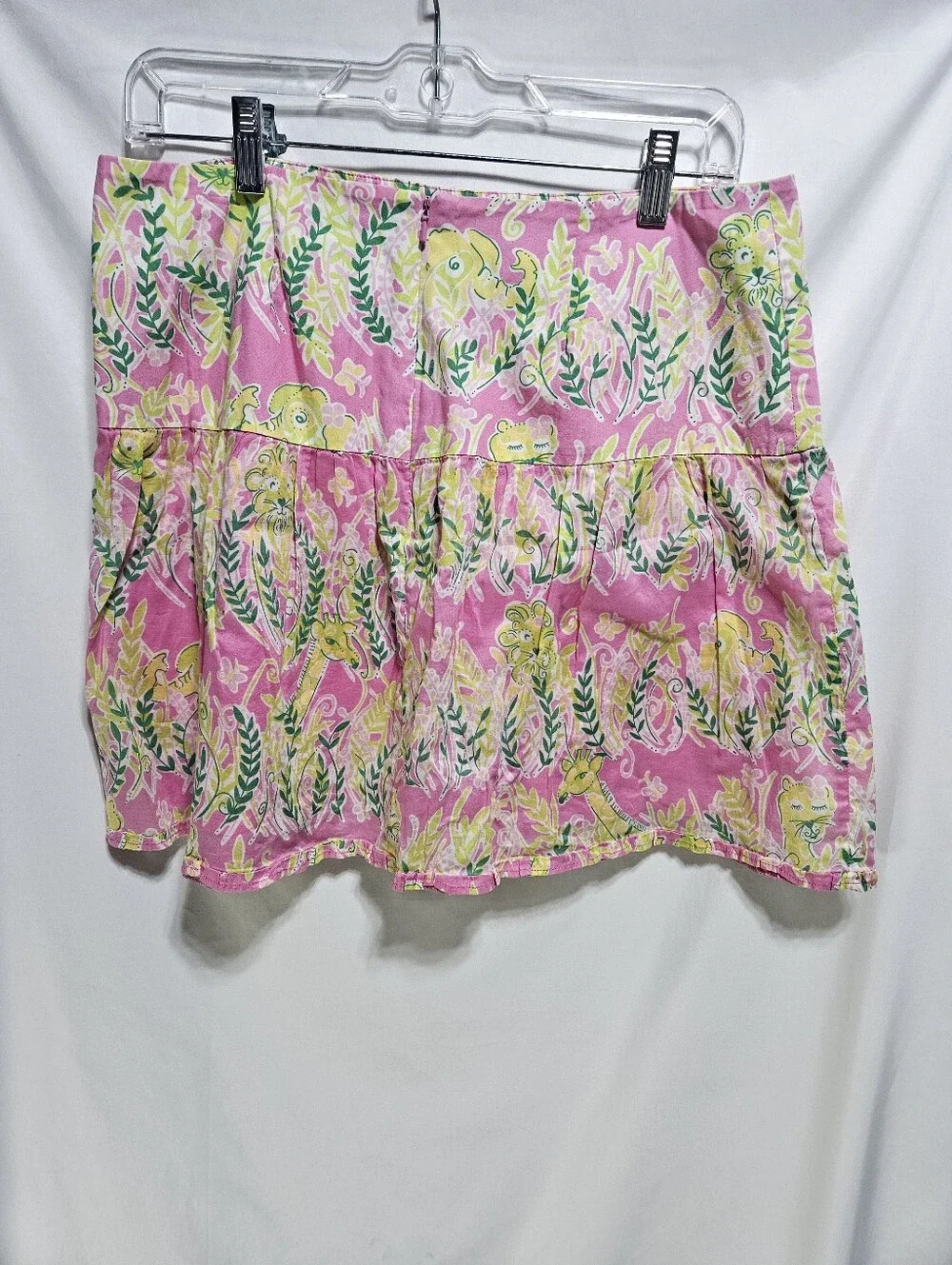 Lilly Pulitzer Pink Safari Animal Print Cotton Mini Skirt Size 8 Lined